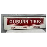 60 x 19-Inch Embossed Metal ‘Auburn Tires’ Advertising Sign