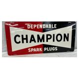 26 x 12-Inch Metal Champion Spark Plugs Sign