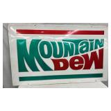 58 x 34-Inch Embossed Mountain Dew Sign with Original Wooden Frame Back