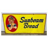 Sunbeam Bread Embossed Metal Advertising Sign with Girl Illustration