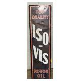 Porcelain ISO Equals VIS Motor Oil Sign, Cookie Cutter Design, 16×60.5 Inches