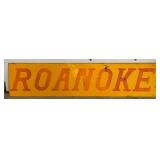 77″ x 18″ Roanoke Yellow and Red Painted Metal Sign