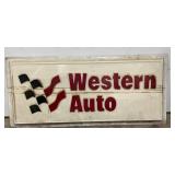 Western Auto Embossed Plastic Sign, 65 1/2” x 30”