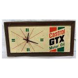28” x 14 1/2” Rectangular Castrol GTX Motor Oil Plastic Wall Clock