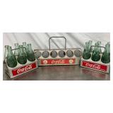 Coca-Cola Glass Bottles with Original Metal Carriers