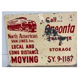 24” x 18” Double-Sided Metal Advertising Sign Featuring North American Van Lines and Wade Williams
