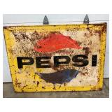 Embossed Pepsi Metal Advertising Sign, 58” x 42 1/2”