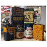 Vintage Oil and Chemical Tins, Including Sunoco, Esso, and Others