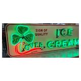 68 x 24-Inch Porcelain Clover Ice Cream Neon Sign with 4-Inch Can