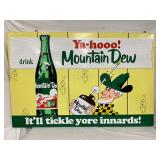 Embossed Mountain Dew Advertising Sign, 58 1/2 x 38 Inches