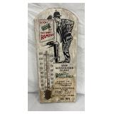 9 x 21-Inch Wooden Raymonds Advertising Thermometer