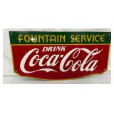 27 x 14-Inch Coca-Cola Fountain Service Metal Sign