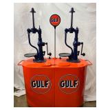 Double Gulf Gas Pump Oil Dispenser with Logo and Signage
