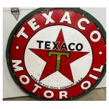 42-Inch Single-Sided Porcelain Texaco Sign with Wooden Back