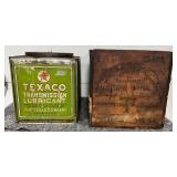 Texaco 25-Pound Transmission Lubrication Can with Original Wooden Box