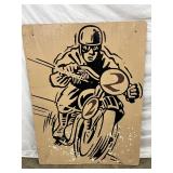 36” x 48” Single-Sided Metal Sign Featuring Motorcycle Illustration