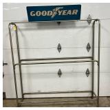 Goodyear Double-Sided Metal Sign Topper on 60” x 74” Metal Display Rack