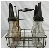 Four-Bottle Oiler Set with Metal Carrier