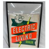 Framed Electric Living Dealership Cardboard Advertisement, 22×28