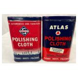 Skelly and Atlas Polishing Cloth Tins for Automobiles and Furniture