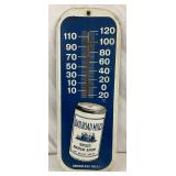6×16 Railroad Mills Metal Thermometer with Advertising Graphics