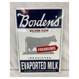 12×18 Bordens Silver Cow Metal Milk Sign
