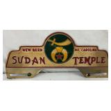 Metal Sudan Temple License Plate Topper, New Bern, NC