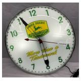 15-Inch Replica John Deere Wall Clock with Illuminated Face