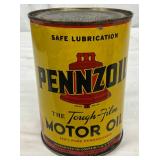 1-Quart Pennzoil Motor Oil Tin Can with Original Lid