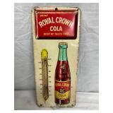 Vintage Royal Crown Cola Metal Thermometer with Bottle Graphic