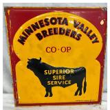 1953 Embossed Minnesota Valley Breeders Co-Op Metal Sign by A.M. Sign Co.