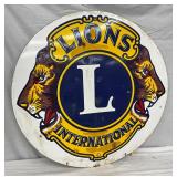 30-Inch Porcelain Double-Sided Lions International Sign