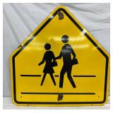 30-Inch Yellow Porcelain Walking Sign with Figures