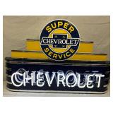 Contemporary 34 x 23 Inch Chevrolet Super Service Neon Sign