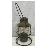 Vintage Metal Railroad Lantern with ‘Seaboard’ Embossed Glass Globe