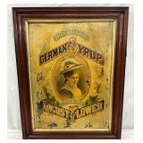 Boschee’s German Syrup and Green’s August Flower Tin Litho Sign, Framed