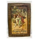 Early 20th Century Tin Lithograph Grape-Nuts Advertising Sign, 20 1/2 x 30 1/2 in.