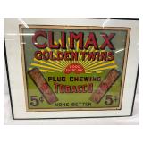 Climax Golden Twins Tobacco Cardboard Sign, 11″ x 9 1/2″