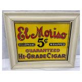 Framed El Moriso Cigar Cardboard Advertising Sign