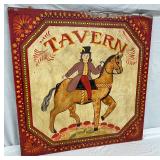 42 x 42″ Original English Wooden Tavern Sign with Painted Horse and Rider