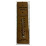 Dayton Savings & Trust Co. Wooden Thermometer with Advertising, 3 x 11.5 Inches