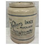 Stoneware Advertising Crock for Keller’s Inks, Detroit, Michigan