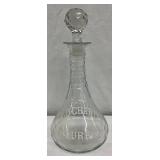Early 1900s Old Charter Bourbon Glass Decanter, 11 Inches Tall