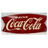 Early Coca-Cola Fishtail Sign, 12 x 5 Inches