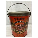 Early 7 1/2” x 8 1/2” Tin Lard Container with Graphics