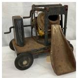 Vintage Toy Metal Concrete Mixer on Wheels