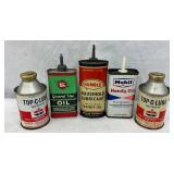 5 Vintage Oil Cans: Mobil, Humble, Whiz, and Top-C-Lube