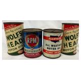 4 Vintage Oil Can Coin Banks