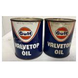 2 Gulf Valvetop Oil One-Pint Cans