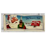 Cardboard Royal Crown Cola ‘The Season’s Best’ Santa Claus Advertisement Sign, 28×11